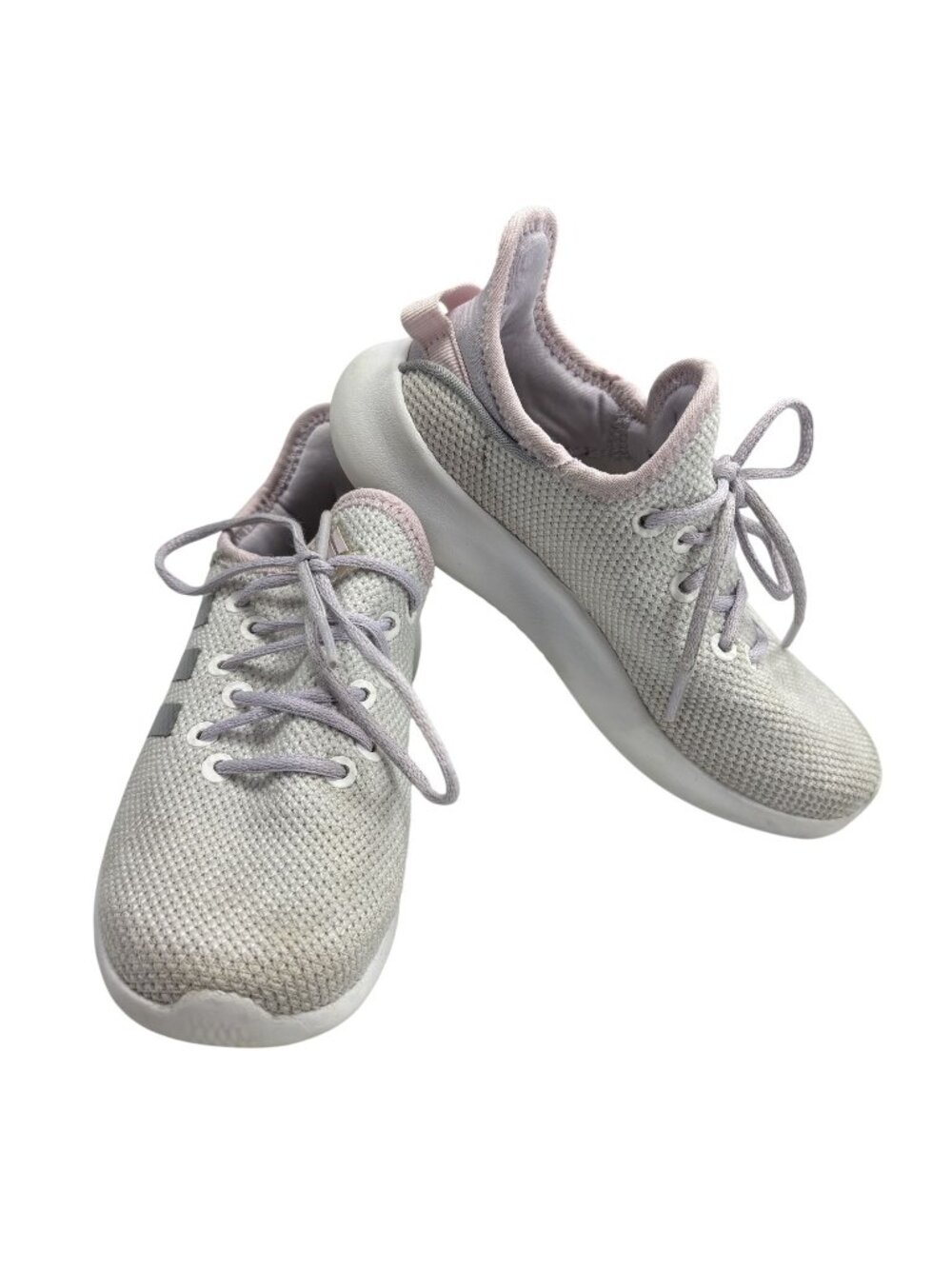 Adidas Kids Gray & Pink Sneakers Size 12K Lightweight Breathable Comfort Lace-Up